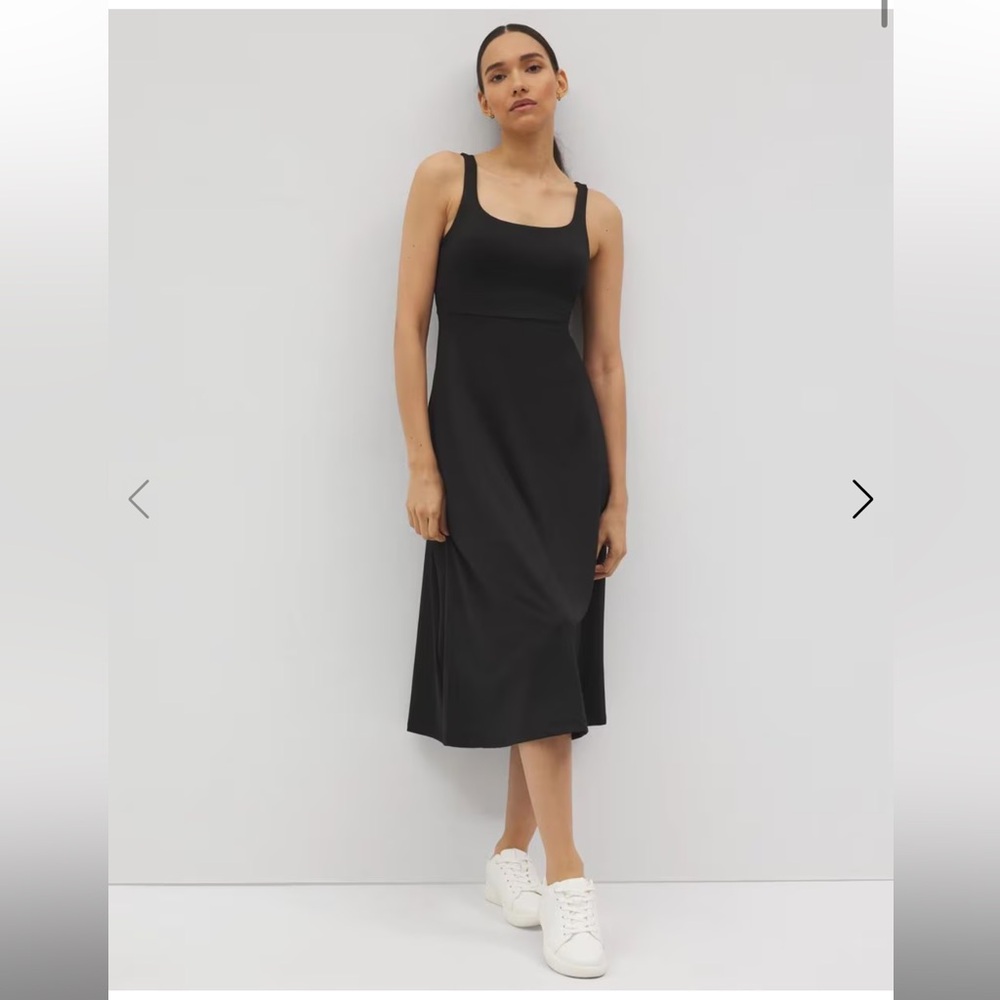 Soma Lounge Square Neck Black Midi Dress built in bra and pockets NWT